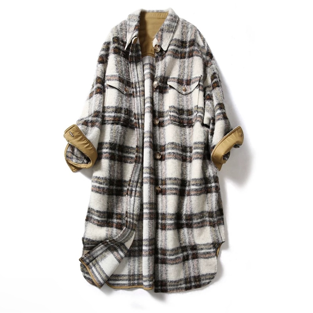 Rumere Oversized Tweed Wool Coat – Timeless Plaid, XS (Fits US 2-6) - Picture 3 of 15